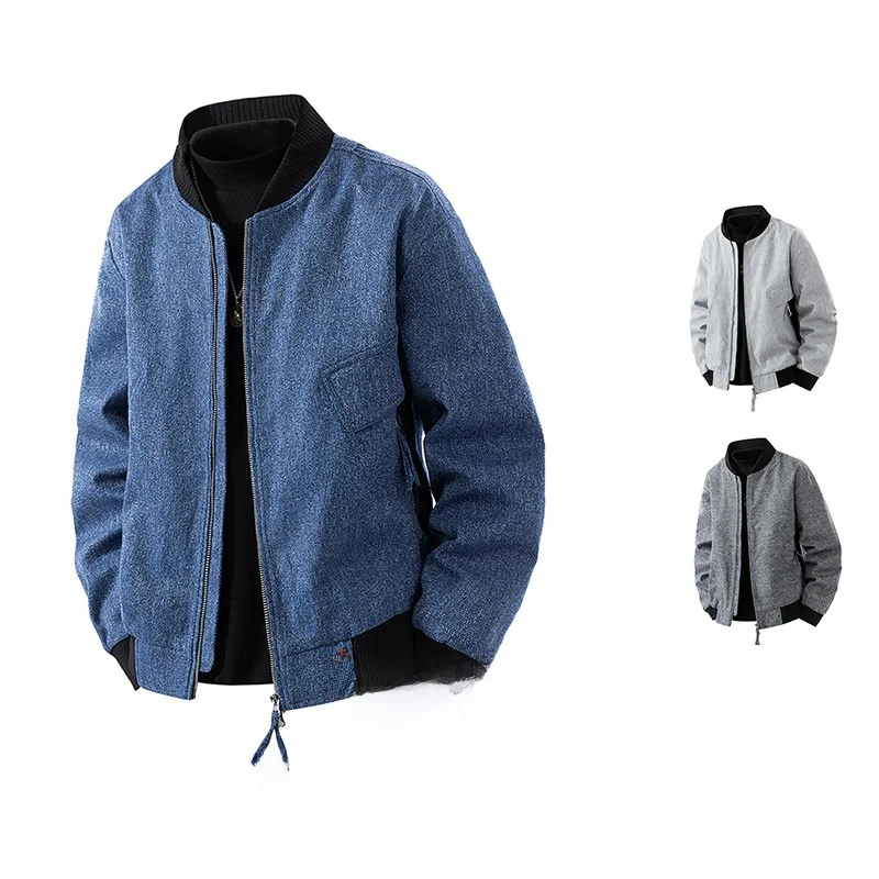 

plus Size Men's Jaet Casual Loose Fit Collared Outerwear Spring Autumn Sli Polyester Nylon Cosite Fiber Coat