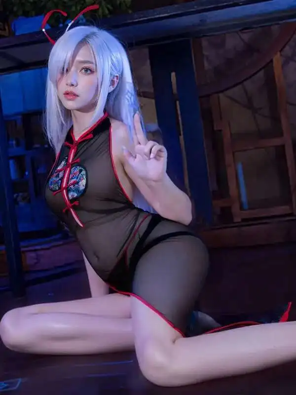 مثير شبكة الدانتيل شير شيونغسام الساخن إغراء شفاف موحدة منامة فستان أنيق تانك فستان قصير 2025 بلايز جديدة 6D4J