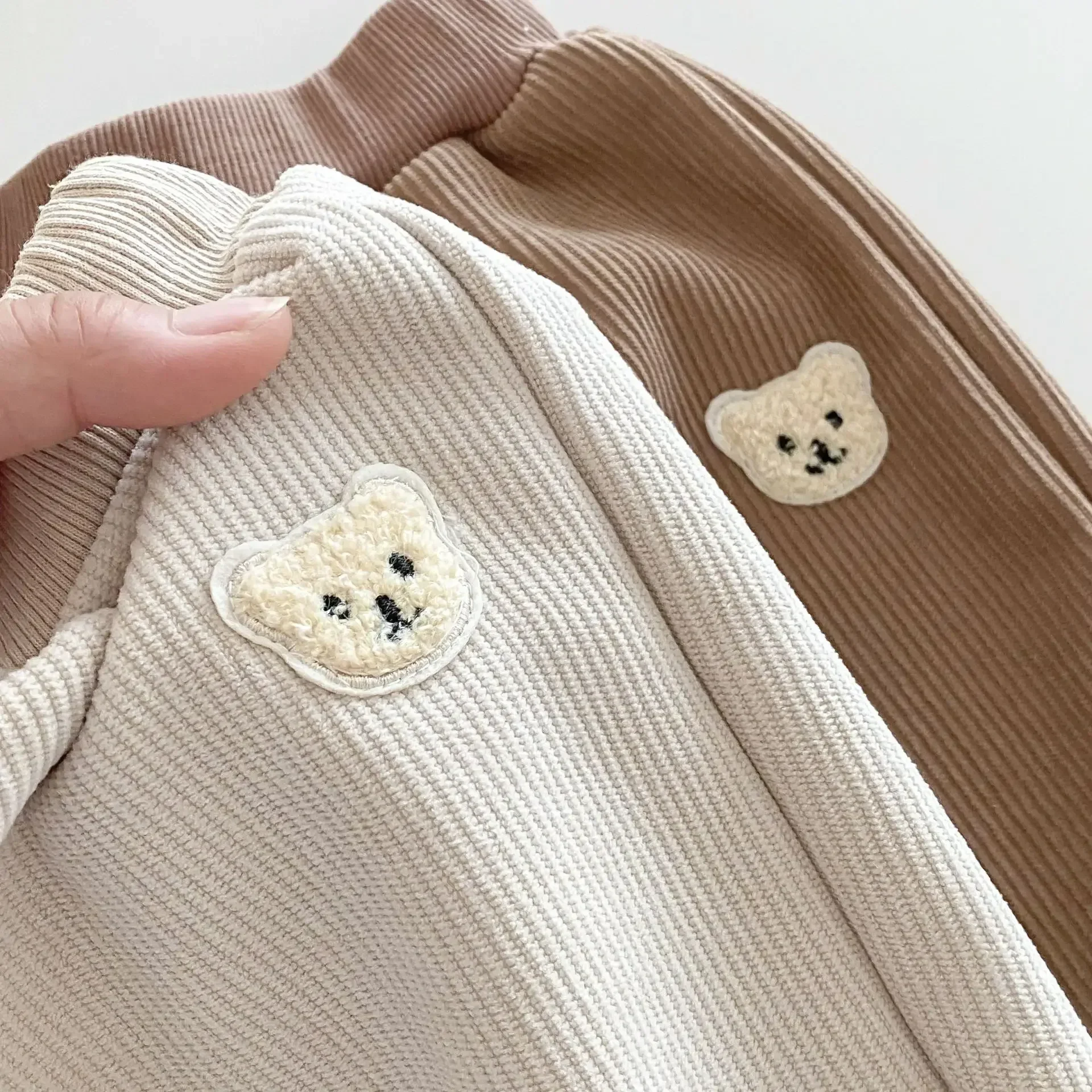 4421 Buy 2pcs Wholesale Children Bear Casual Pants 2024 Autumn Winter Baby Boy\'s Pant 0-5 Years Kid\'s Corduroy Pant Trousers