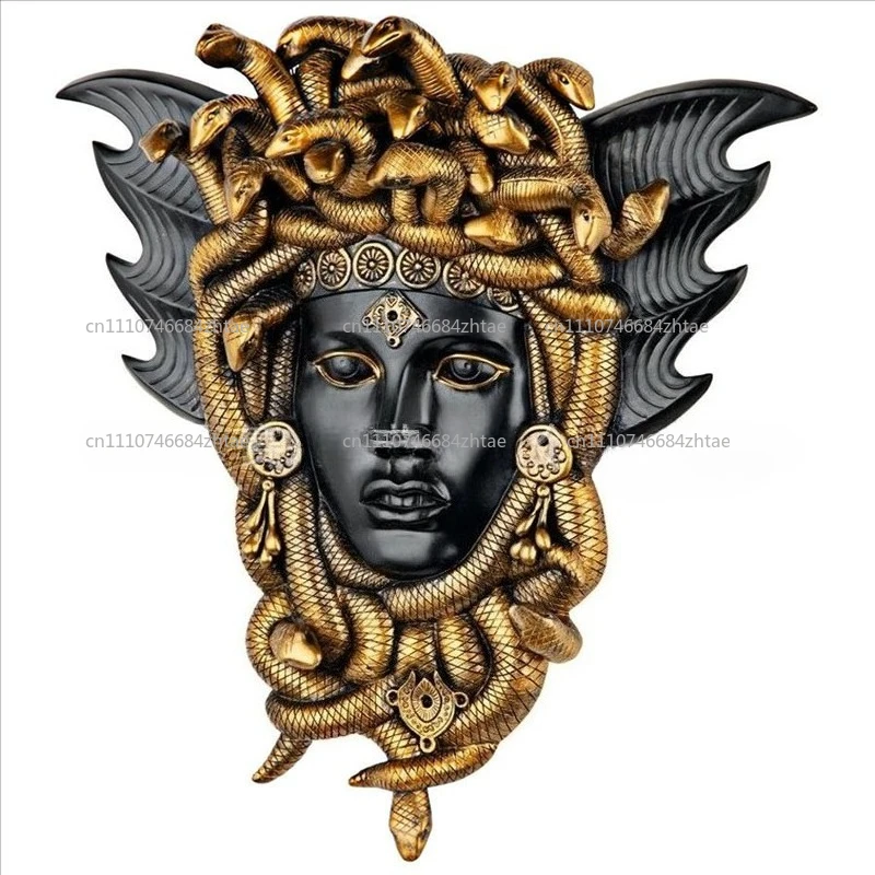 bronze Medusa Greek snakehead Muse sculpture, wall-mounted resin decoration wall plaque