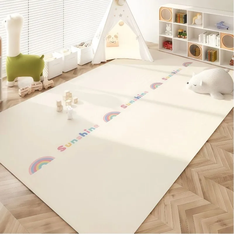 Rainbow Letter Pattern Area Rug Modern Home Decor Carpet Minimal Design Floor Cover Room Decoration Cozy Interior Accent Rug