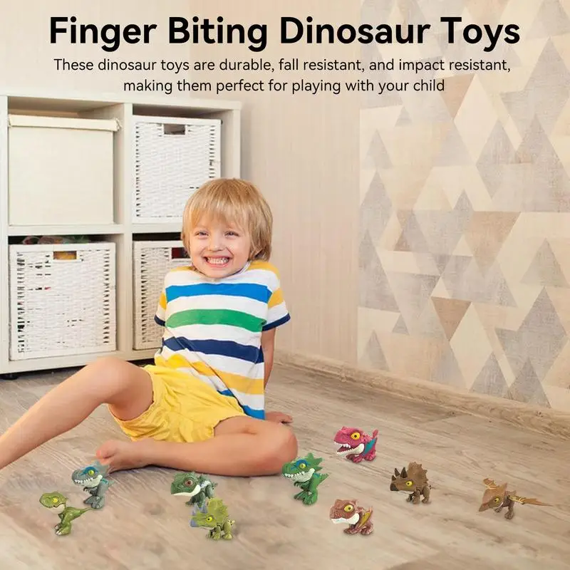 Biting Finger Dinosaur Toys 9Pcs  Animal Finger Puppet Bite Hand Finger Animal Dinosaur Tricky Model  Creative Joints Fidget Toy