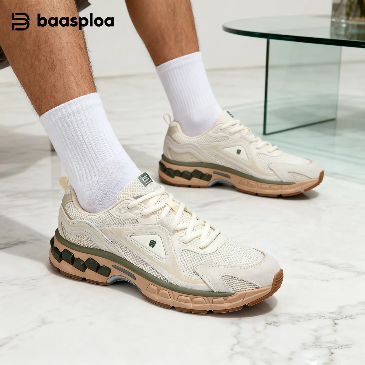 

Baasploa Men Running Shoes 2025 FashionMesh Breathable Retro Sport Shoes Fashion Classics Comfort Casual Sneakers Male Lace-up