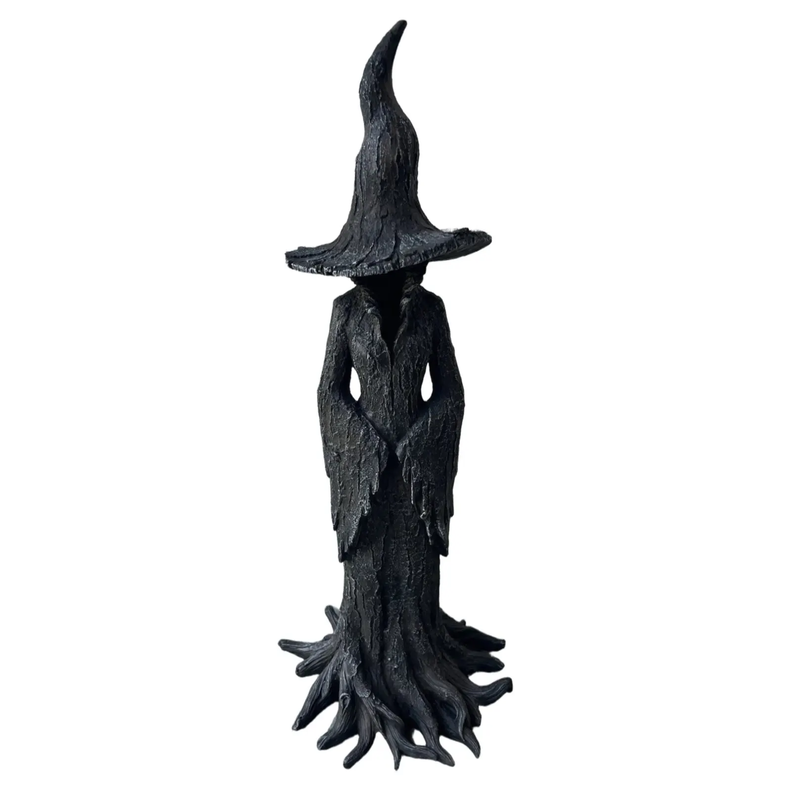 

Black Clothes Mysterious Witch Ornament Horror Black Robed Night Walker Gothic Sitting Resin Craft Ornament Desktop Decoration