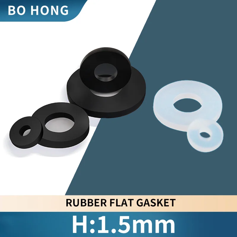H1.5mm Flat Gasket M2-M42 Nitrile Silicone Fluorine Rubber NBR VMQ FKM Wear-resistant Shock-absorbing Waterproof Sealing Gasket