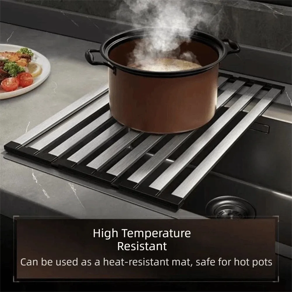 

Foldable Sink Drain Rack Heat Resistant Collapsible Sink Storage Rack Space Saving Detachable Dish Storage Organizer