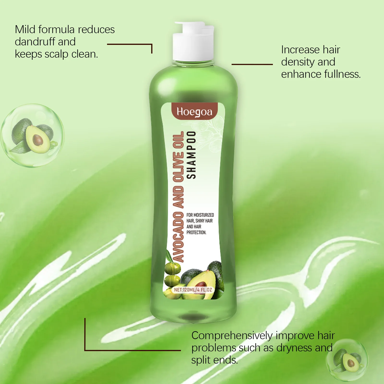 

Hoegoa Avocado Oil Hair Care Set Improve Growth Thicken Deep Cleaning Plants Extract For Silky Hair Shampoo Conditioner Products