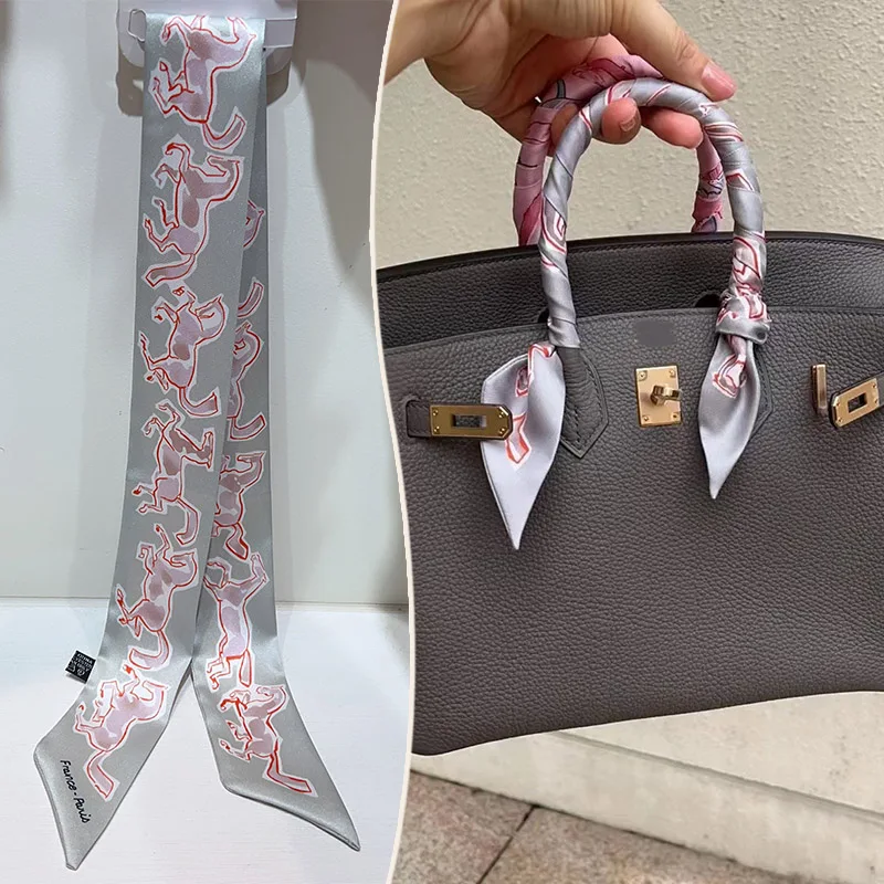 New 2025 simulated silk wrapped bag strap bag handle silk scarf tied bag ribbon decorative small streamer, image 22