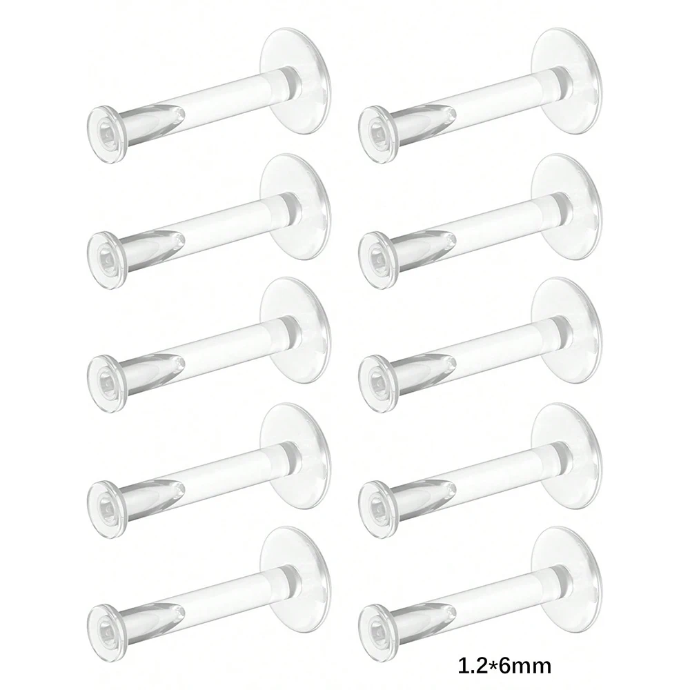 10pcs Clear Bioflex Labret Piercing Retainers