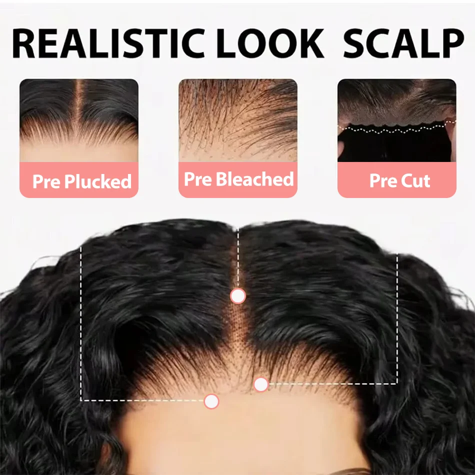 HD 250% Brazilian Curly Short Bob 13x6 Lace Front Human Hair Wigs Brazilian Deep Wave 13x4 Transparent Lace Frontal Remy Wig 5x5 Glueless Wig For Women