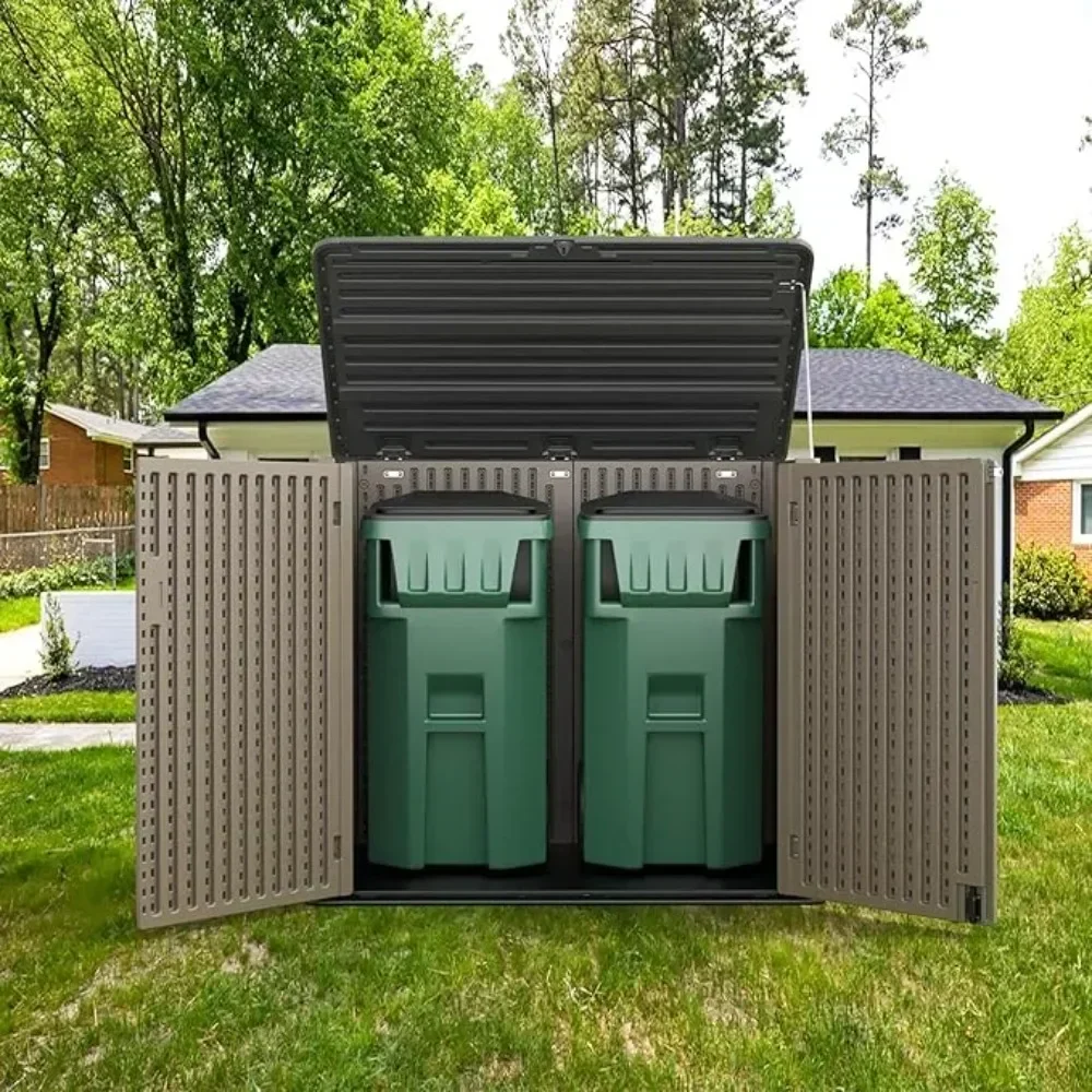 

-Storage Shed Weather Resistance, Multi-Purpose Outdoor Storage Cabinet Waterproof, Outdoor Storage Cabinet for Bike,Garbage Can