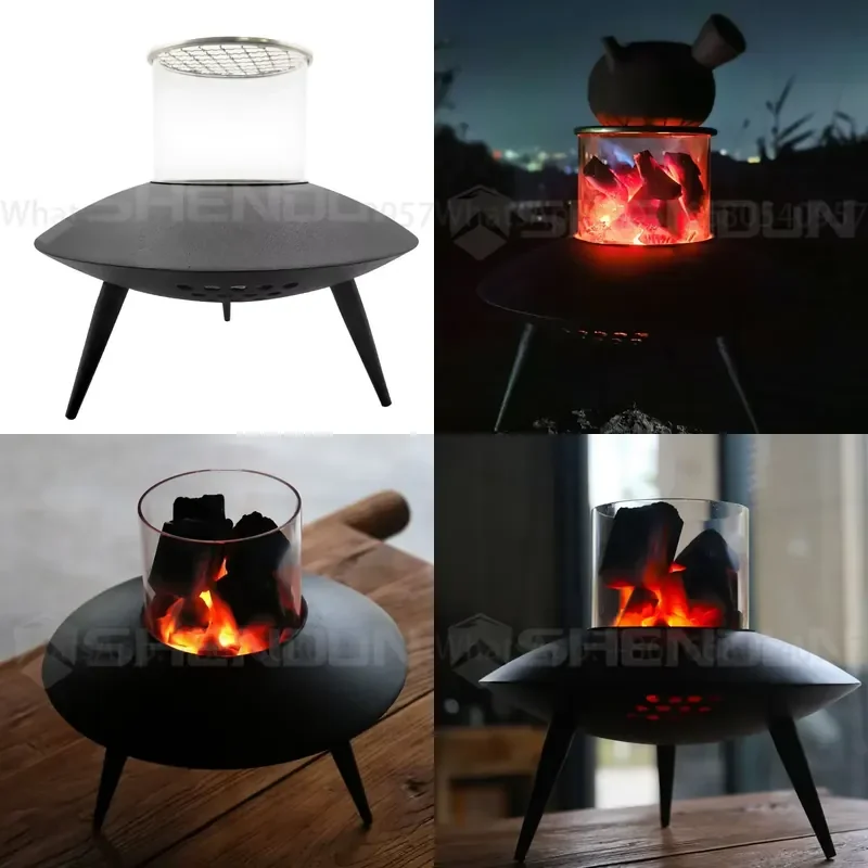 Fire Stove Carbon Burning Metal Round Fair Bowl Portable Outdoor Table Top Smokeless Wood Fire Pit Fire Pits