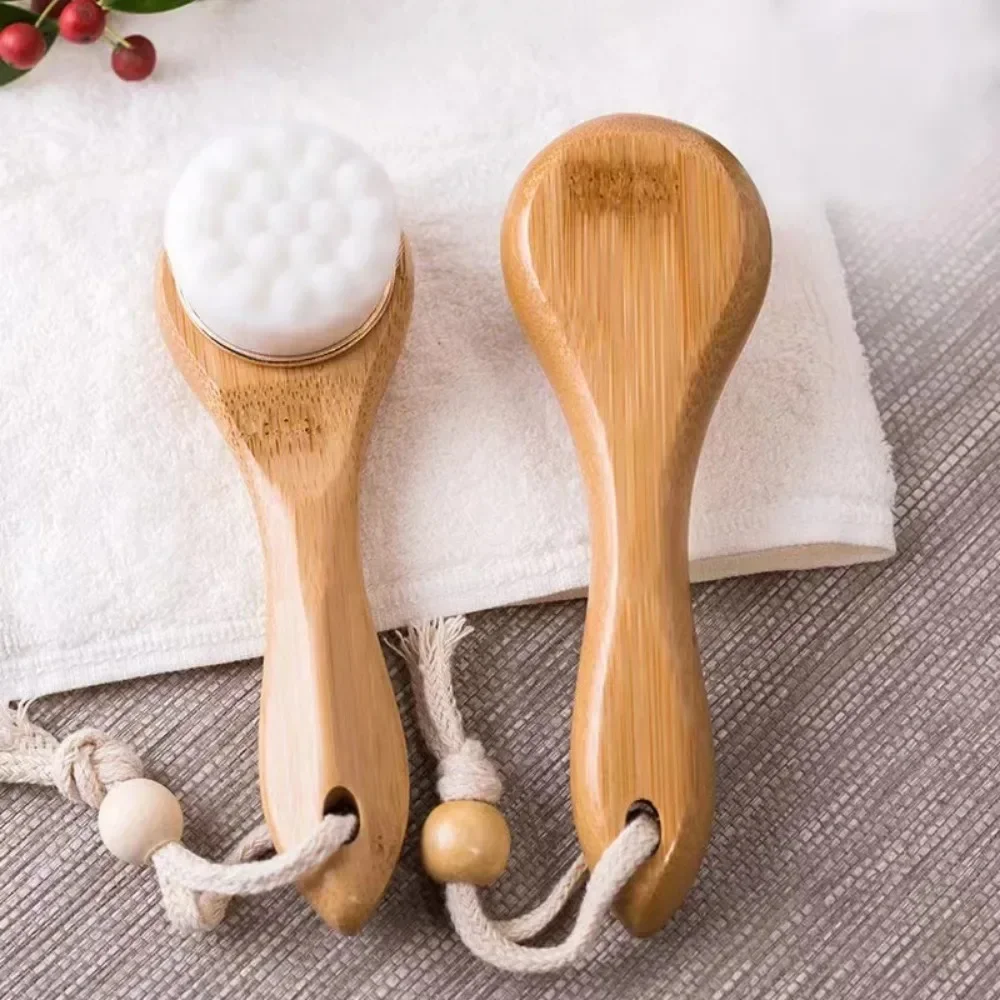 

1Pc Beauty Skin Care Brush Face Cleansing Brush Soft Natural Bamboo Hair Facial Cleansing Massage Portable Wash Deep Clean Face