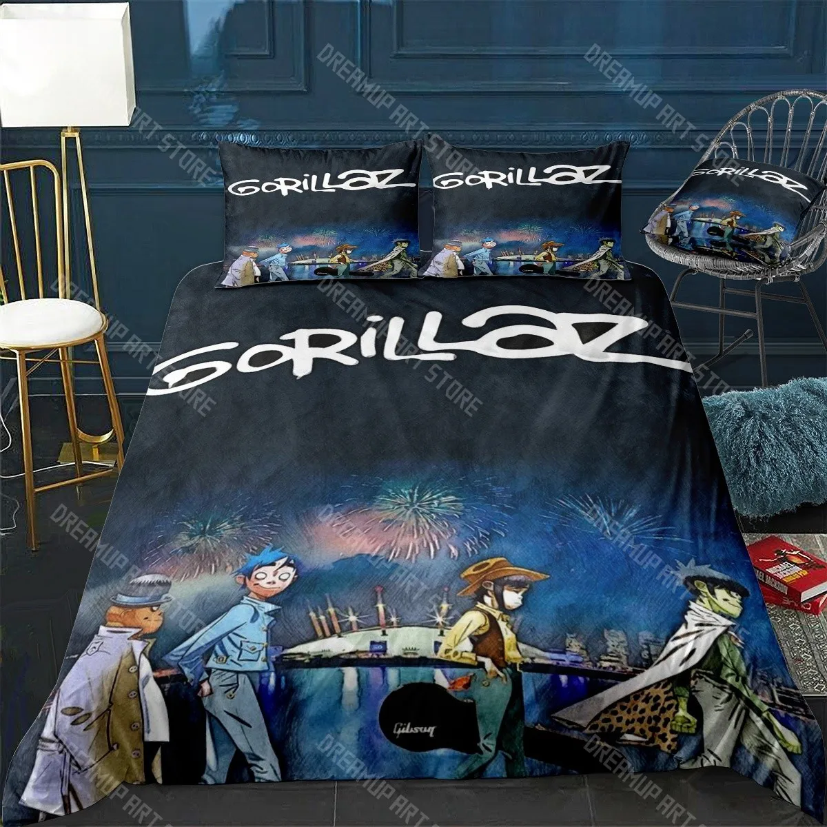3D Printed Music Band Gorillaz Bedding Set for Boys Girls Duvet Cover Included Twin Queen King Full Single Double Sizes