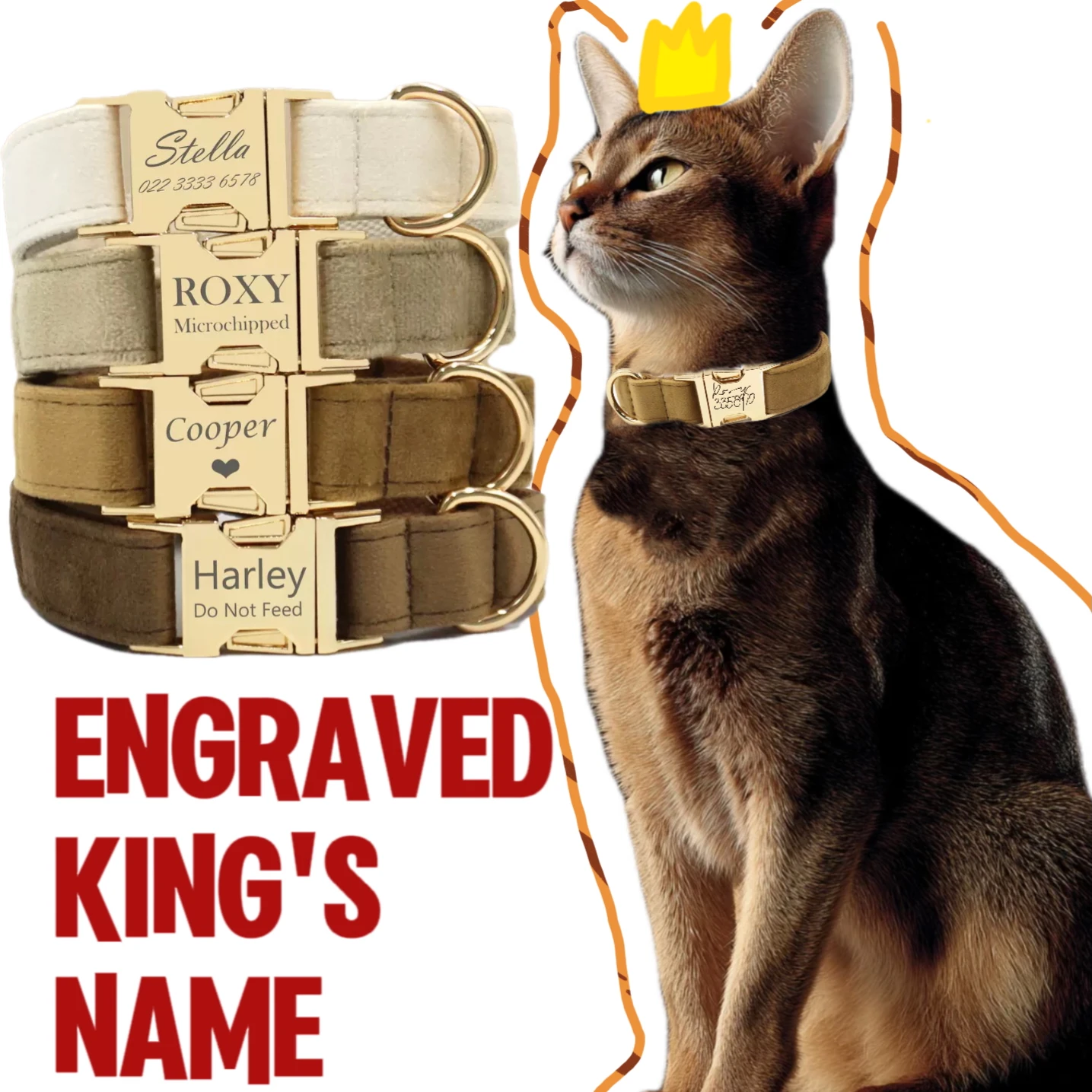 

Personalized Velvet Dog Collar Super Soft Adjustable ID Buckle Engraved Name Pet Necklace for Small Medium Large Dogs