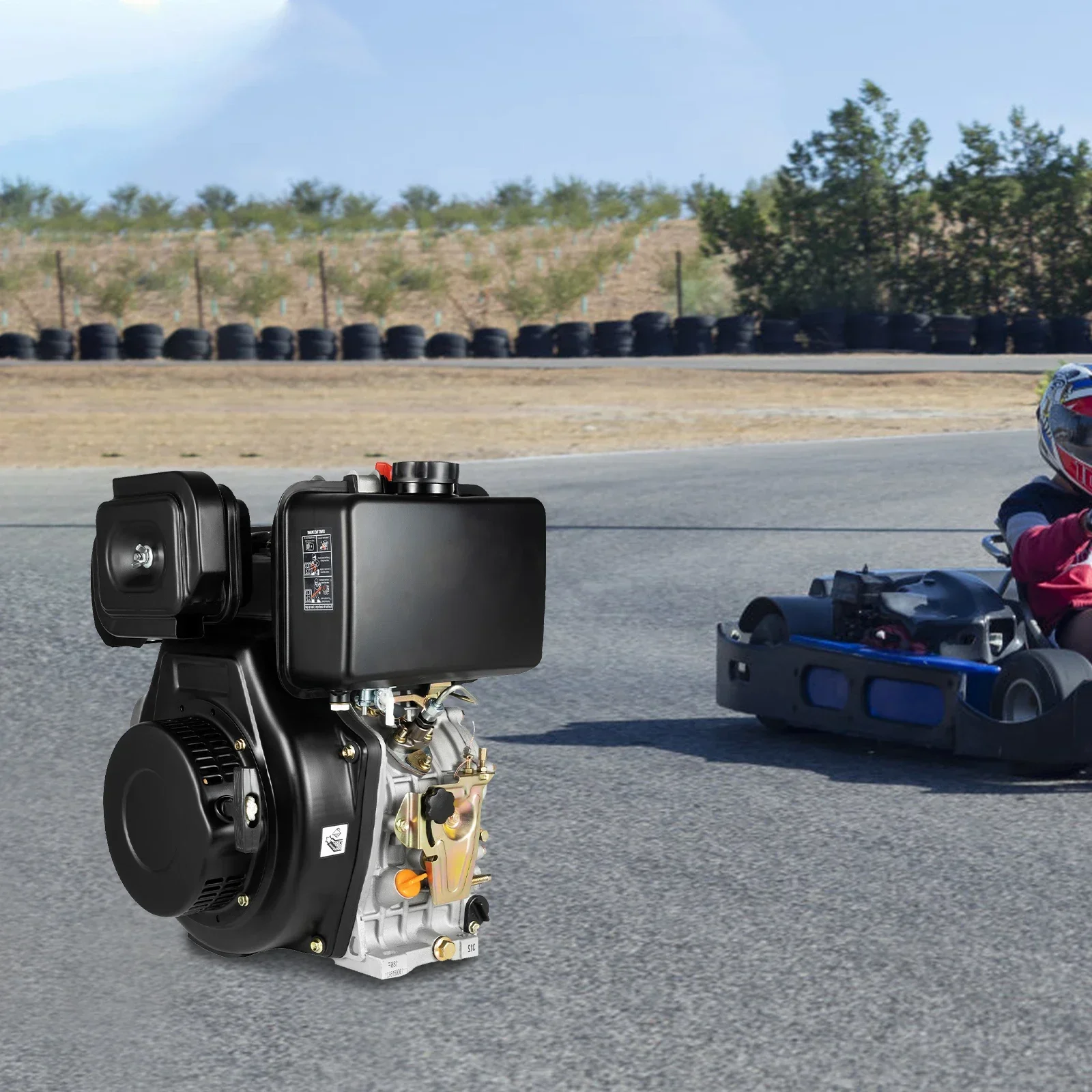 418CC 6300W Diesel Motor Engine Heavy Duty Single Cylinder Air Cooling Recoil Engine- Cooled Recoil 3600RPM with Oil Dipstick