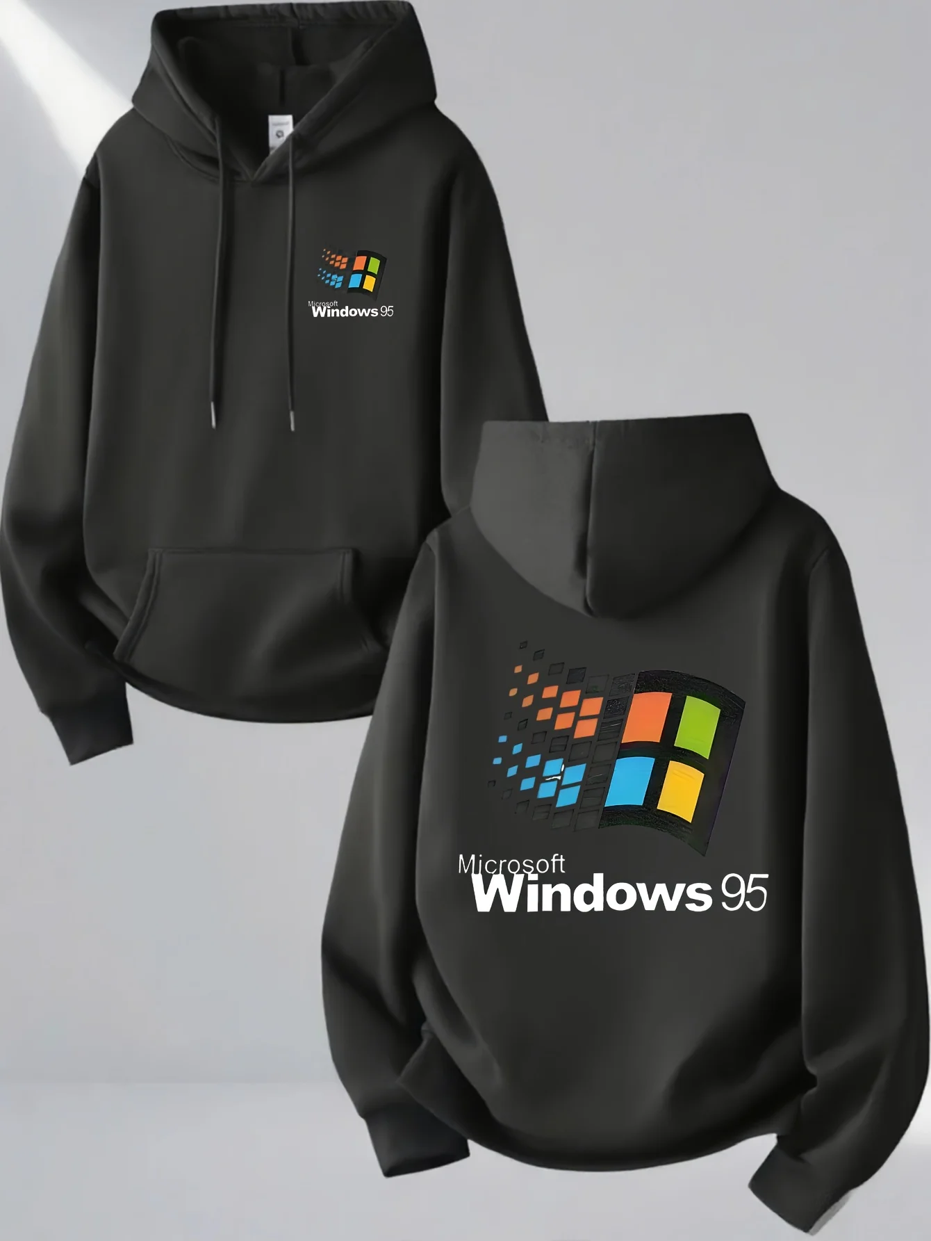 Windows 95 Gráfico Vintage para entusiastas de la tecnología Ropa de calle informal Traje Estampado Material suave Jersey Patrón Sudadera con capucha Top unisex