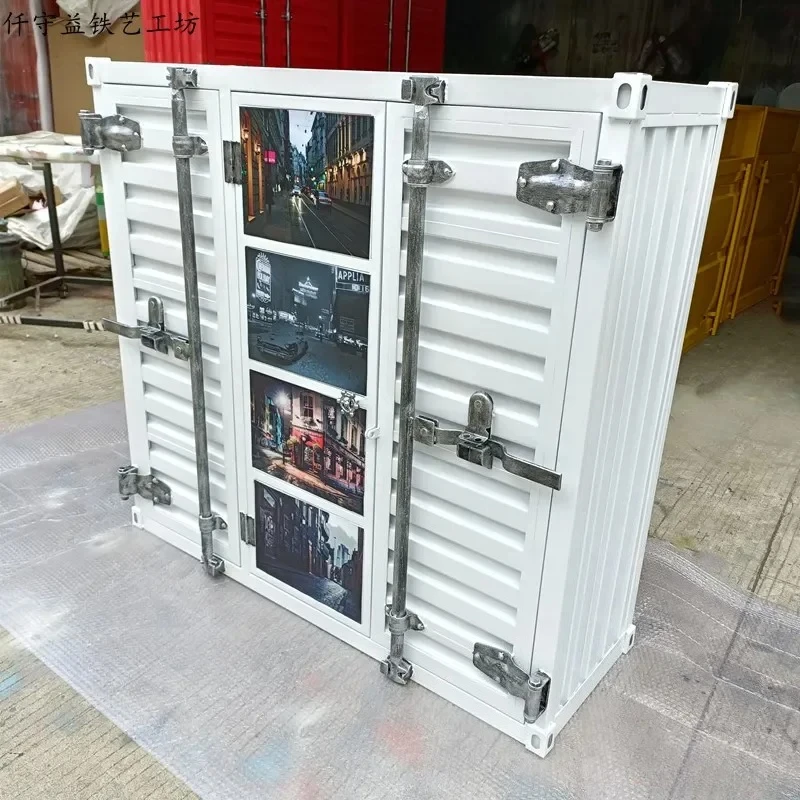 for Industrial Metal Bookcase Wrought Iron Storage Cabinet Vintage File Locker Tool Organizer Shelf for Home Office Garage