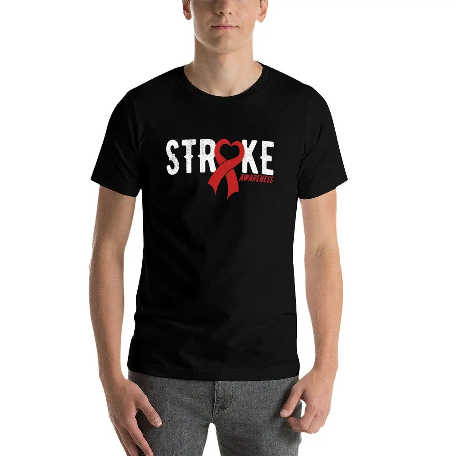 

Stroke Awareness Red Ribbon Heart T-Shirt t shirt man plain t shirts for man pack white funny t shirts cotton T-Shirt
