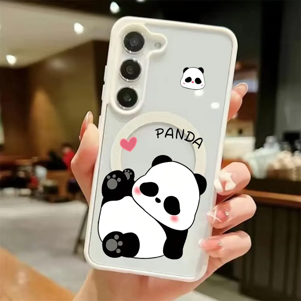 Kawaii Fat Panda Pattern Magnetic Phone Case For Samsung Galaxy S26 S25 S24 S23 S22 Ultra Plus FE 5G MagSafe Shockproof Cover