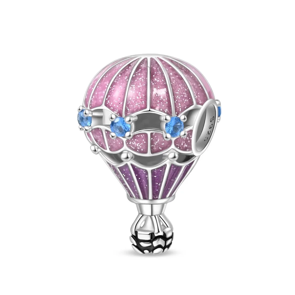 

Romantic 925 Sterling Silver Pink Hollow Romantic Hot Air Balloon Charm Fit Pandora Bracelet Women's Dating Jewelry Accessories