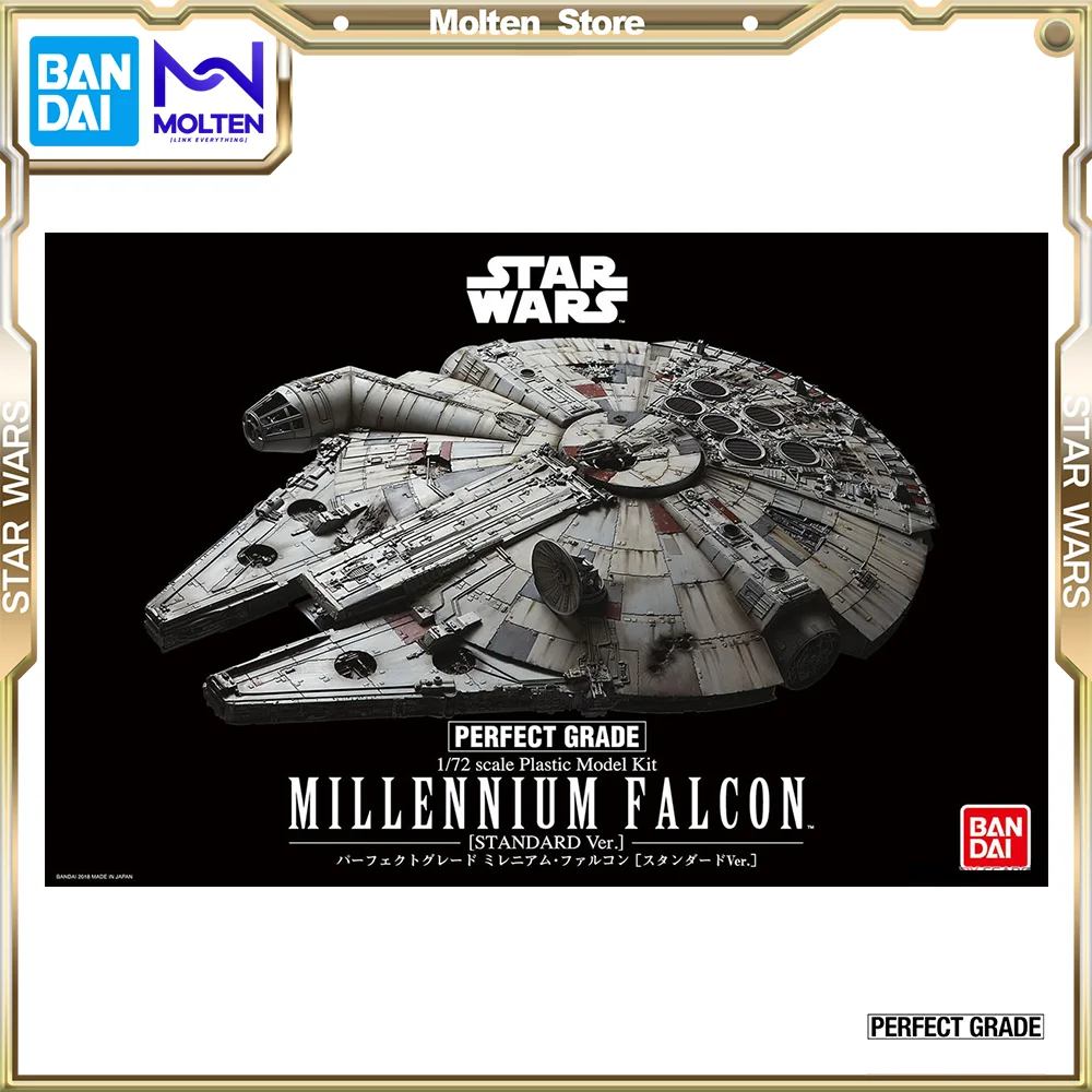 BANDAI-figura de acción del Halcón Milenario PG de Star Wars, Kit de modelos de plástico a escala 1/72, montaje y ensamblaje