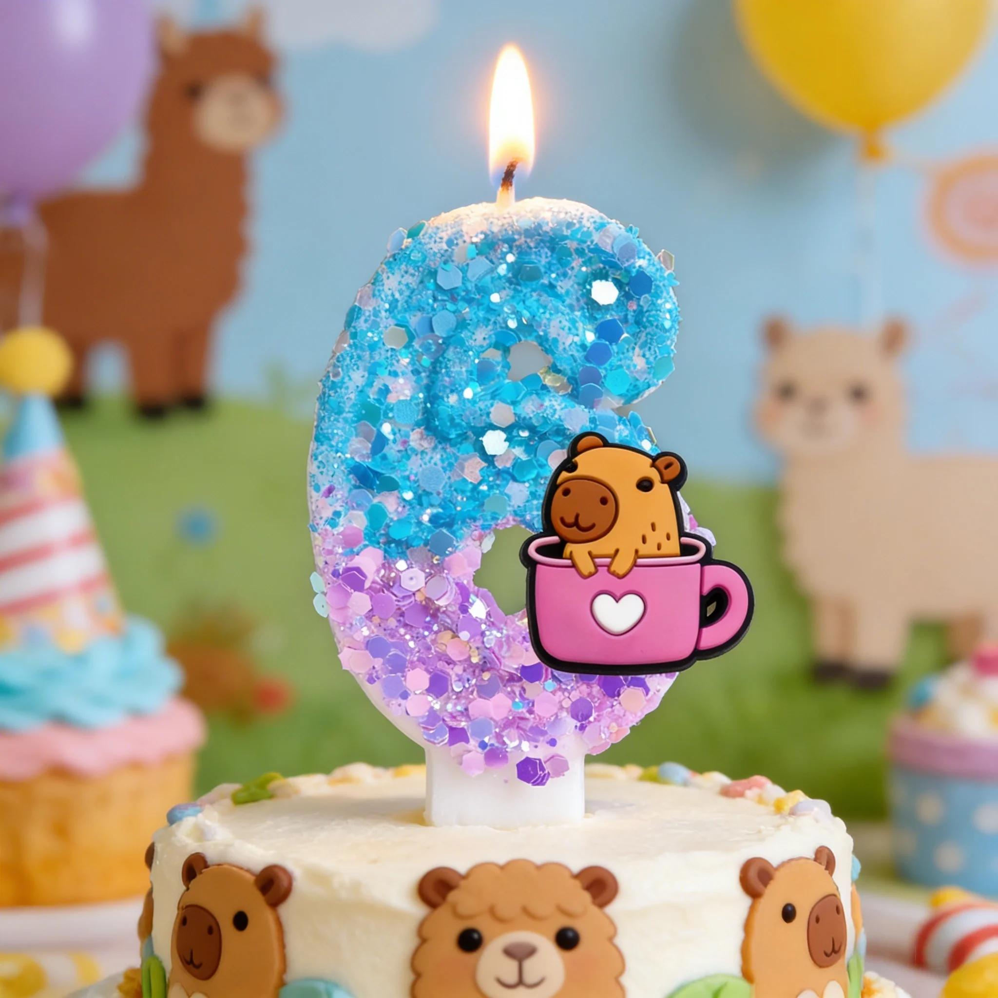 0-9 Geburtstags-Digitalkerzen Capybara-Thema Zahlenkerzen für Tortenaufsatz Babyparty Geburtstagstorten-Dekoration