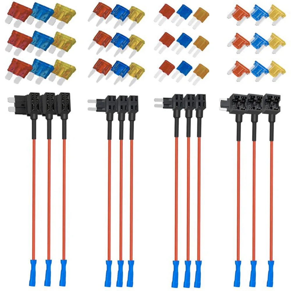 12er-Pack 12V Add-a-Circuit Sicherungsadapter für Standard-, Mini-, Micro2- und Low-Profile-Sicherungen, 4 Typen ATO ATC ATM APM Sicherungshalter – Detail 1