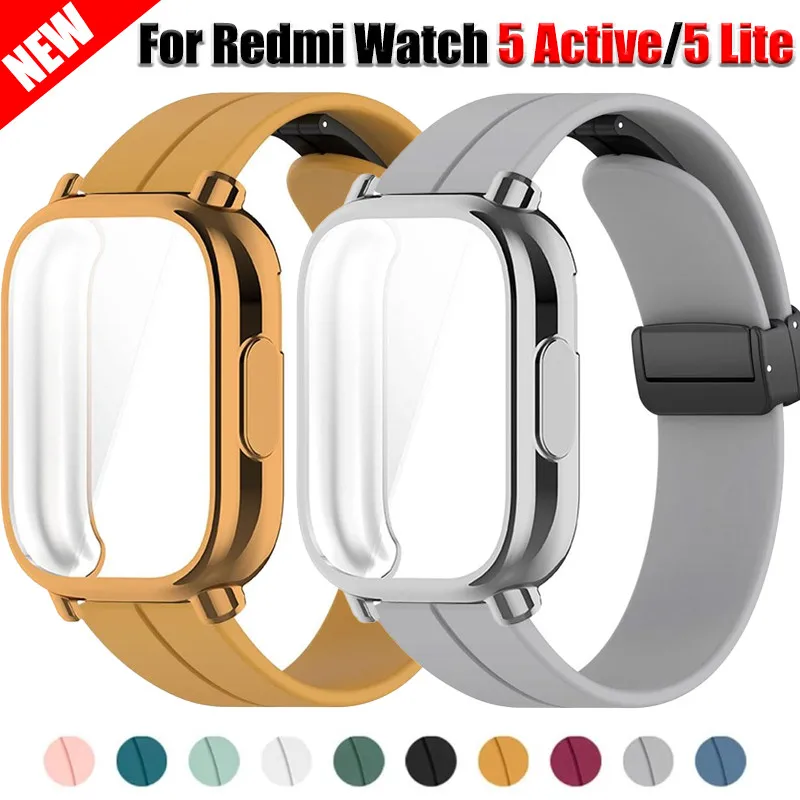 حافظة من البولي يوريثان + حزام سيليكون لساعة Redmi 5Active 5Lite سوار معصم مغناطيسي لساعة Redmi 5Active/Lite غطاء واقي للشاشة Acc