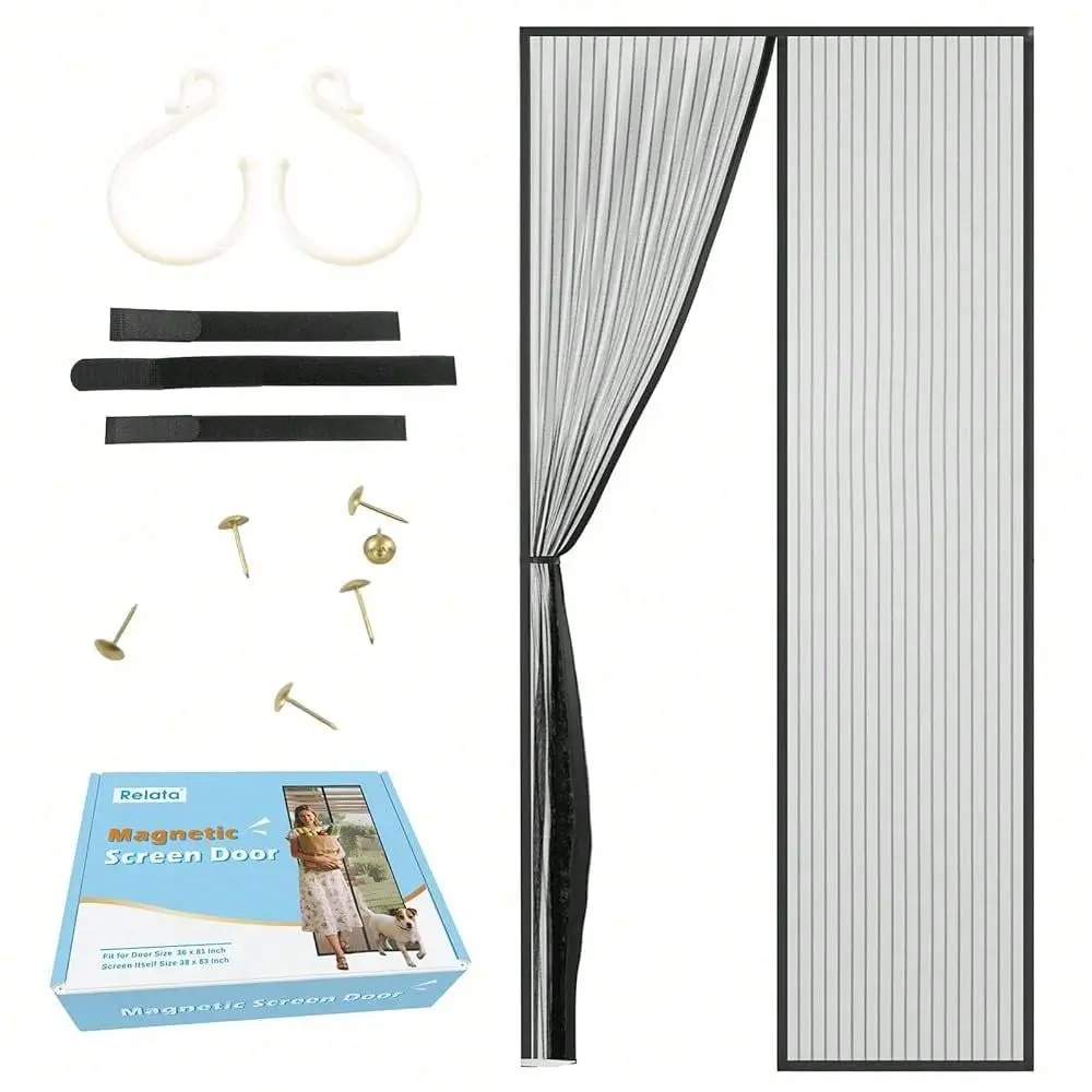 

Duty Fiberglass HighDensity Screen Door Mesh,Size To 38 X 83 Inch Black,Keeps Mosquitos And Bugs Out Magnetic Screen Door,Retra