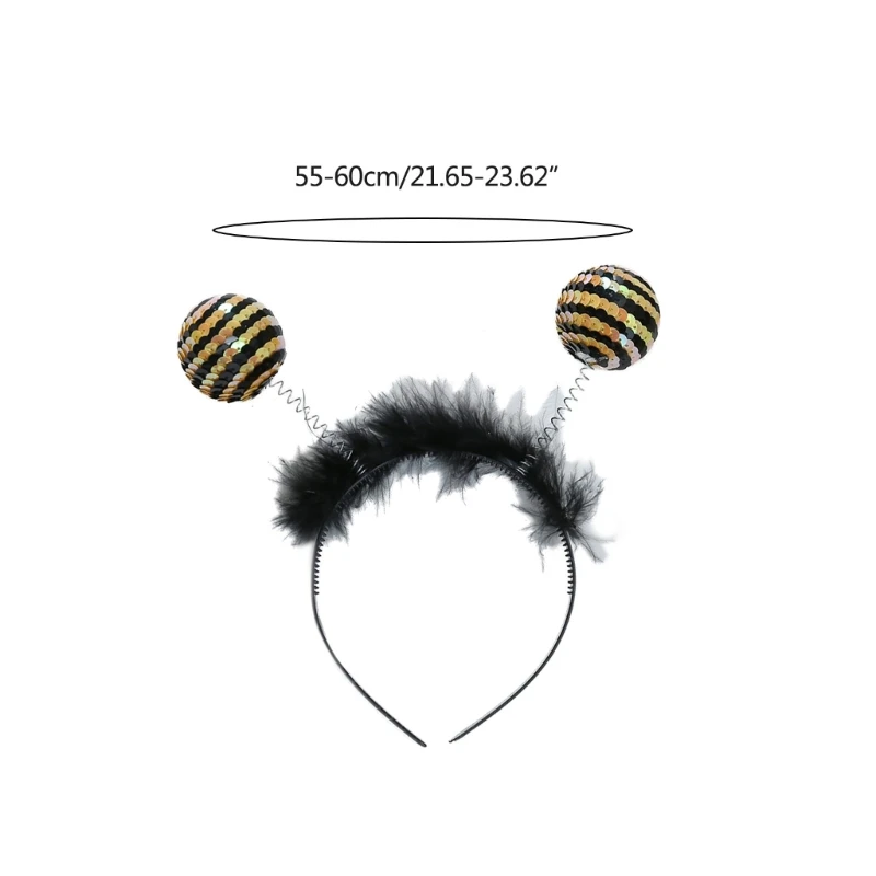 652F Bee Headbands Bee Antenna Headband Bee Costume Accessories Insect Ant Ladybug Hair Bands Kids Adult Halloween Cosplay