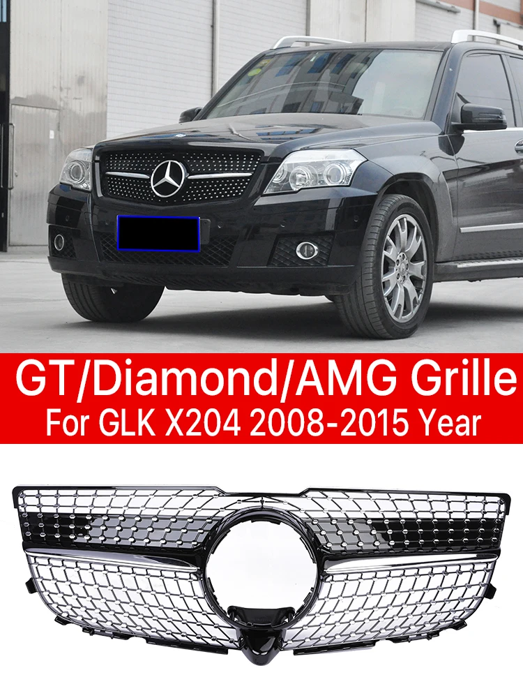 

Panamericana GT Grille For Mercedes Benz GLK X204 Front Bumper Radiator AMG Grill Diamond 2008-2012 2013-2015 Black Chrome 350