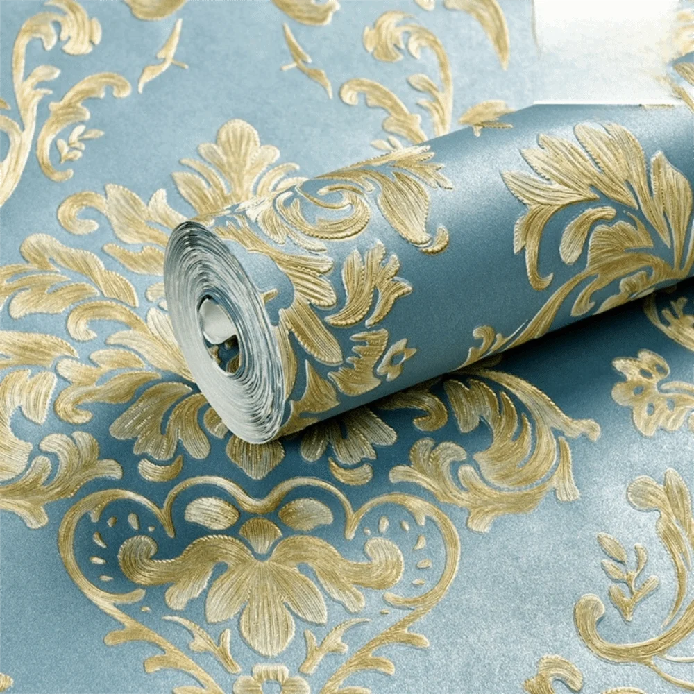 Thickened Peel and Stick Wall Sticker European Style Self-Adhesive 3D Embossed Wallpaper Washable Non-Woven Material