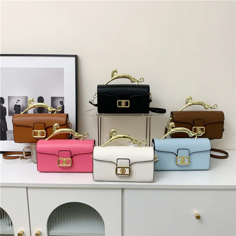 SH113 Women Luxury Brand Design Leather Bag New Ladies Metal Buckle Simple Fashion Shoulder Bag Party Oblique Bag