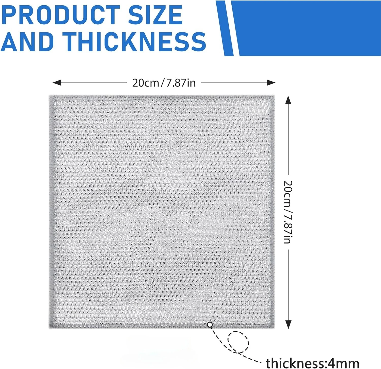 Non-Scratch Steel Wool Dishcloth - Multi-Use Kitchen Scrubber for Wet & Dry Cleaning on Pots Pans & Cookware