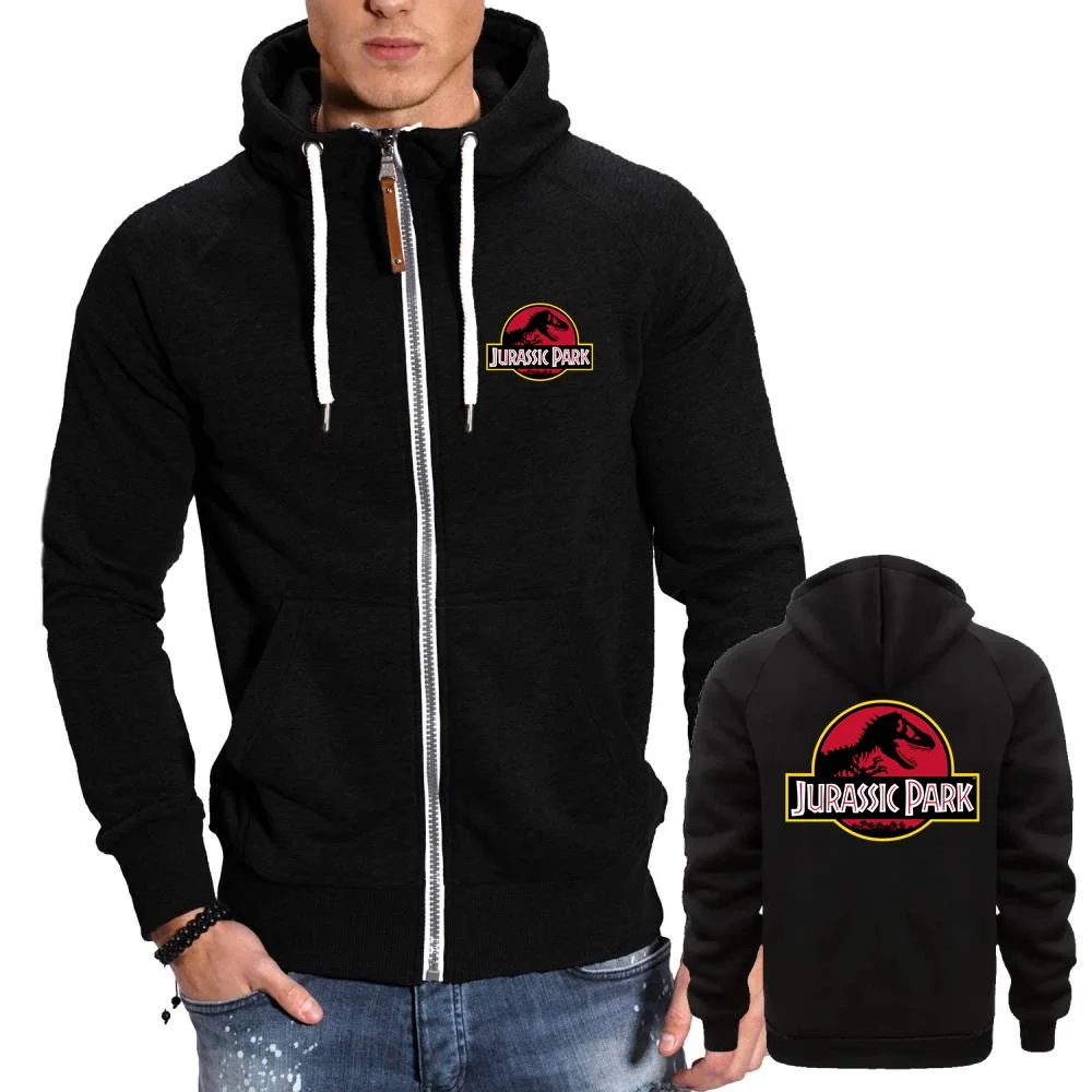 Men Sweatshirts Youth Boys Hoodies Jacket JURASSIC PARK Dinosaur World Graphic Sportwear Outwear Winter Warm Fleece Hooded Coats