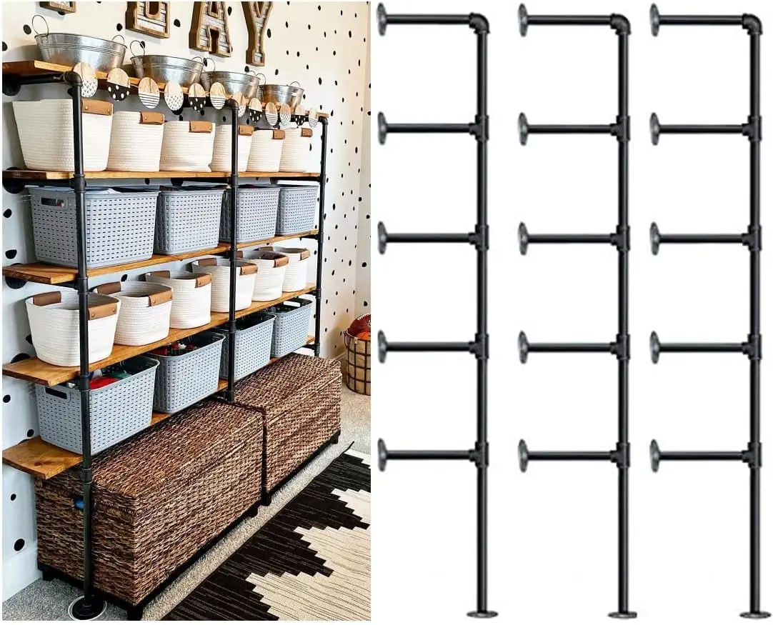 

Industrial Retro Wall Mount Iron Pipe Shelf,DIY Open Bookshelf,Hung Bracket,Home Improvement Kitchen Shelves,Tool Utility Shelve