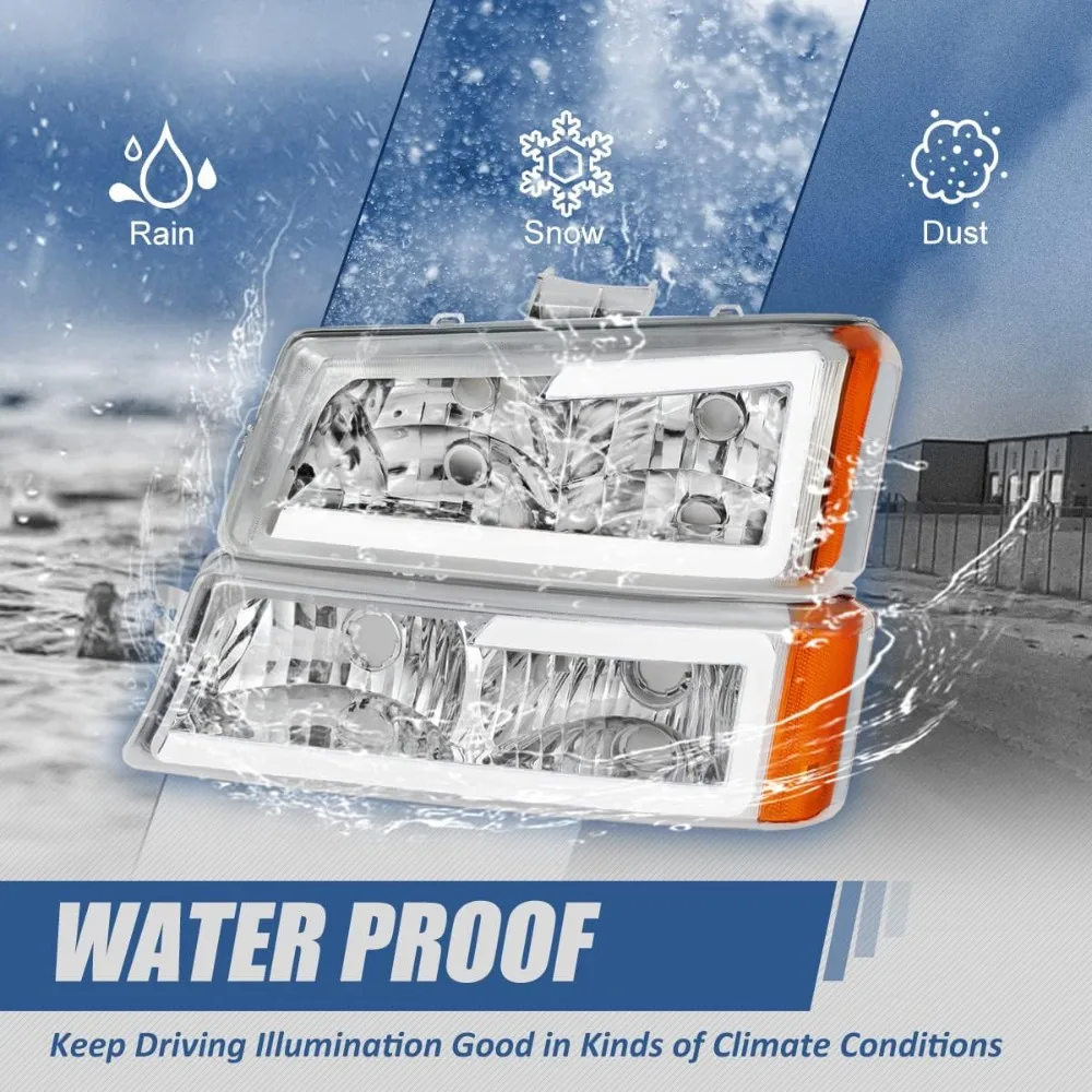 LED DRL Headlight Lamps Compatible with Chevy Silverado Avalanche  Chevy Silverado Classic Models Driver and Passenger Side