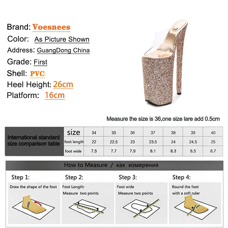 Women Summer Stiletto Sandals 2022 Newest Sequined Heels Pumps 26CM Party Ladies Slippers Transparent PVC Round Toe Model Shoes