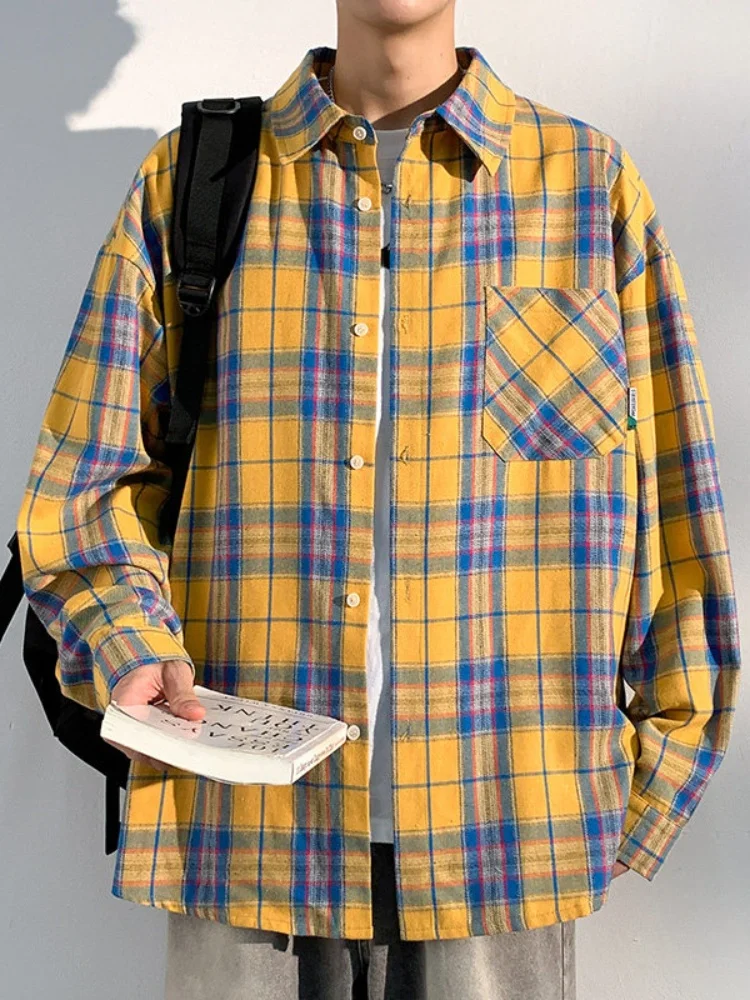 

Мужская рубашка в американском ретро-стиле в клетку с длинным рукавом, весенне-осенняя, премиум-класса, Haome Top Small Fraance Sle Jaet