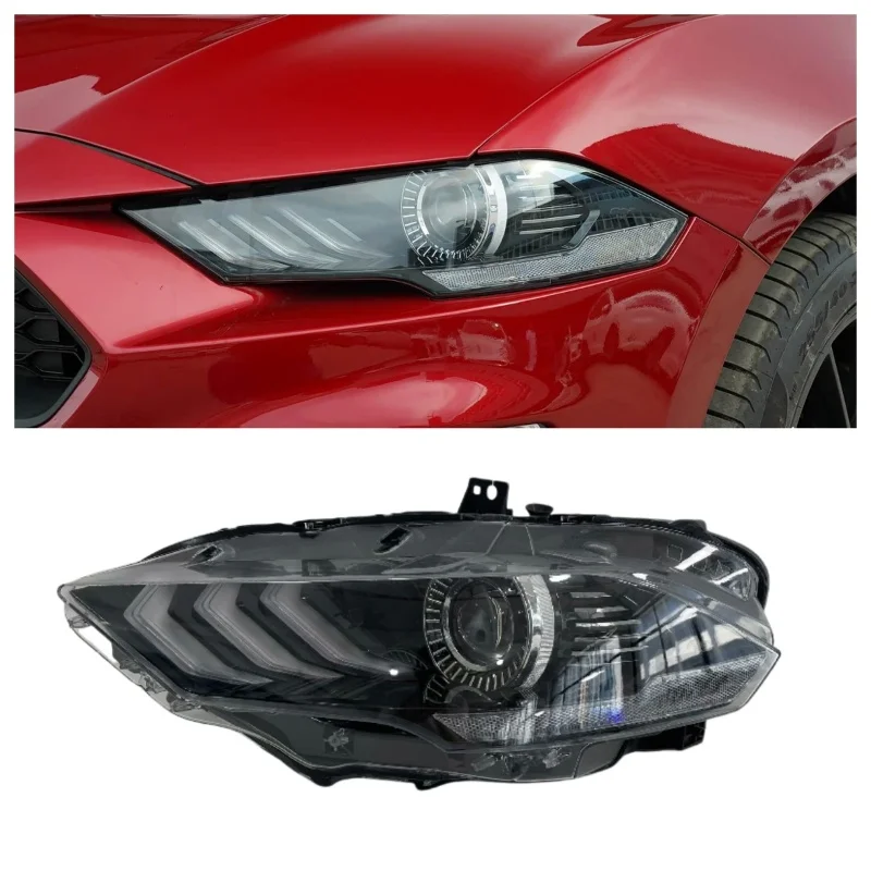 مصابيح أمامية للسيارة عالية الجودة لعام 2018-2020 فورد موستانج نظام الإضاءة الأمامية LED الأصلي مجموعة مصابيح أمامية التوصيل والتشغيل