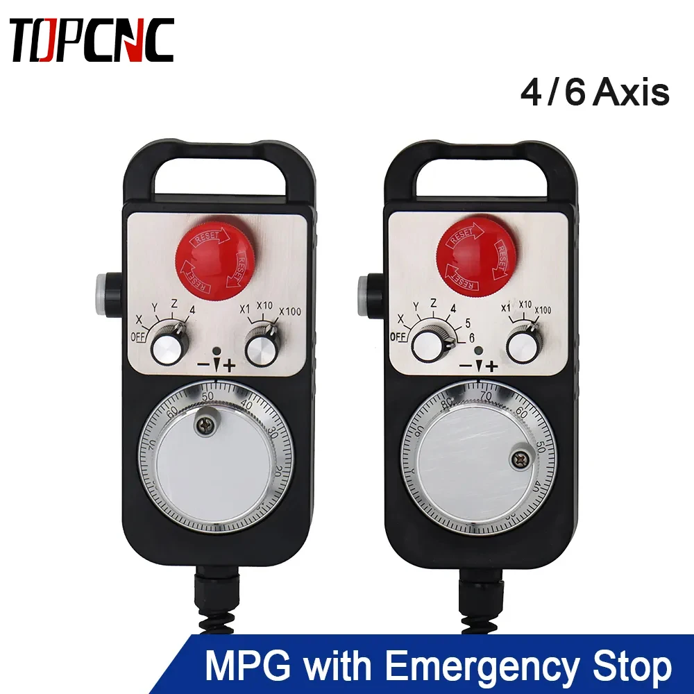 

TOPCNC Pulse Generator 4/6Axis MPG Pendant Handwheel 5V for FAGOR GSK Siemens MITSUBISHI FANUC System 5V Manual Pulse Generator