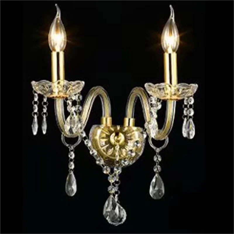 유럽 ​​스타일의 크리스탈 벽 램프 빛 럭셔리 유리 촛불 모델링 통로 조명 식당 침실 복도 조명