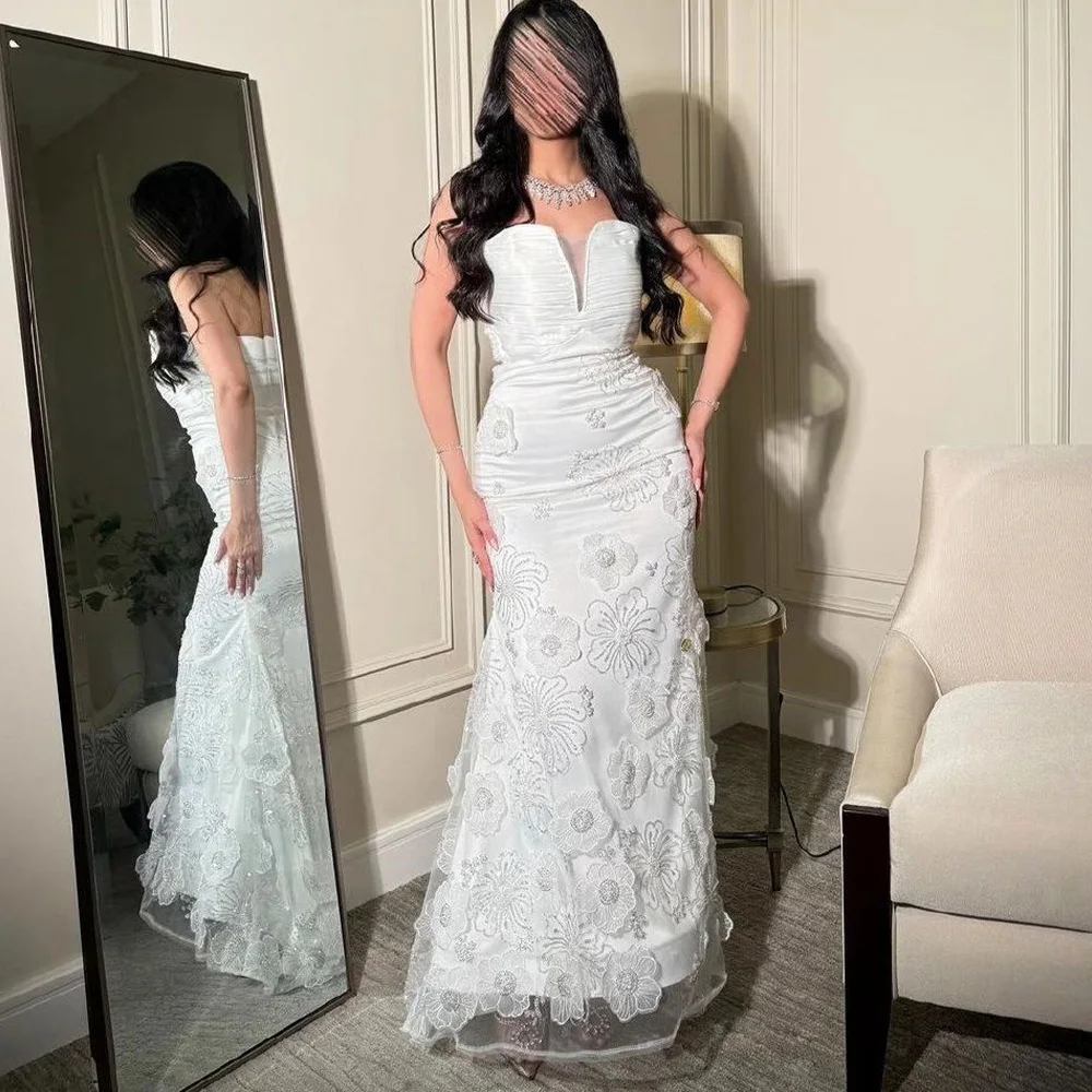 

Customized Exquisite V-Neck Tulle Sleeveless Straight Evening Dresses Sweep Train Pleats Appliques Photo Color Floor Length Zipp
