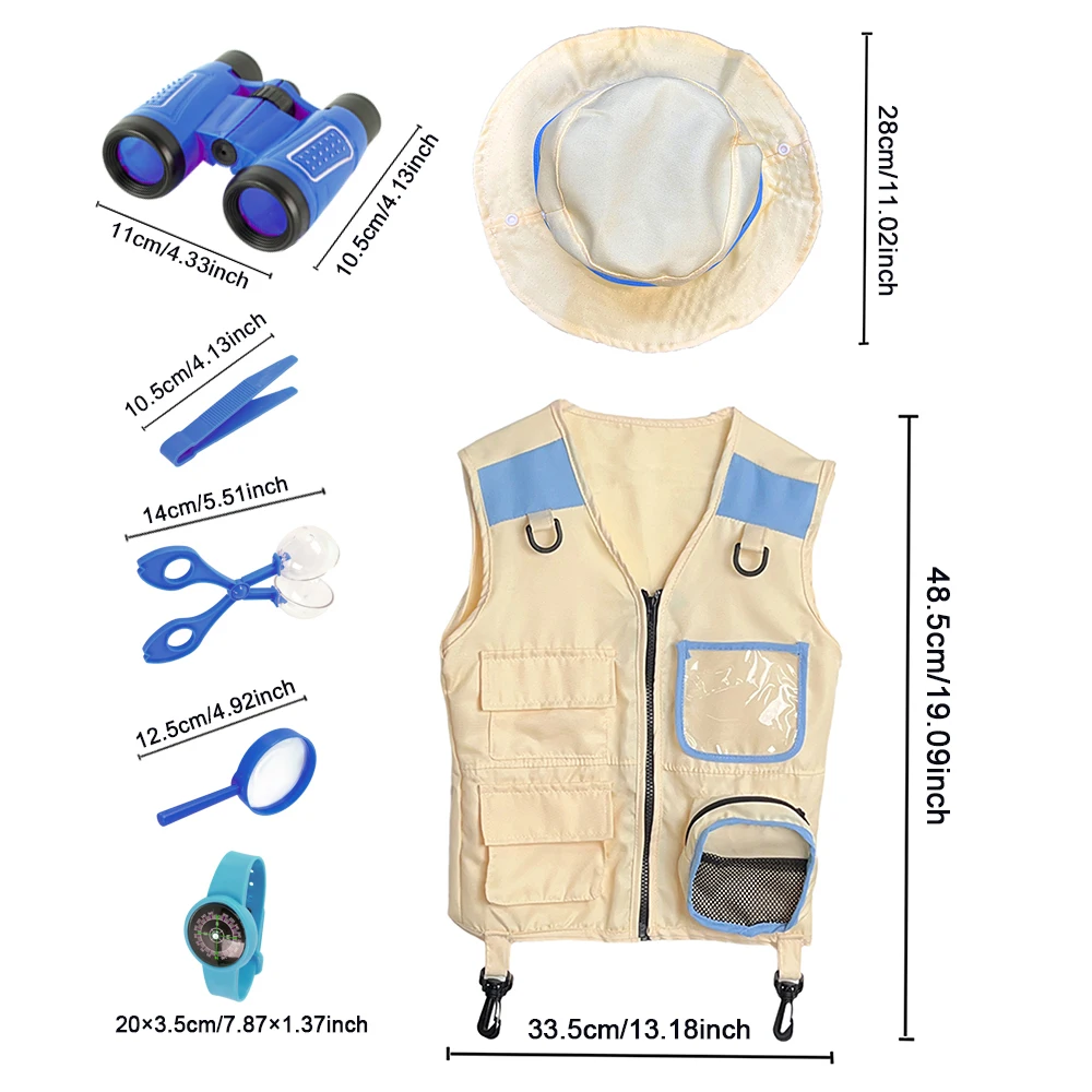 Zestaw zabawek do eksploracji dla dzieci, zawierający odzież do wypraw, kapelusz i zabawki do eksploracji, prezent urodzinowy