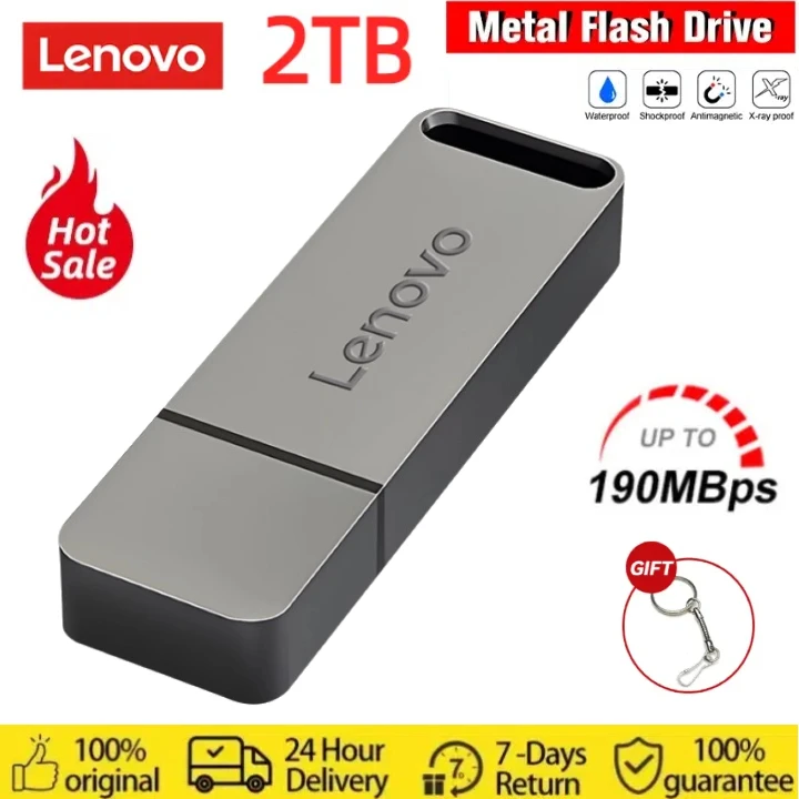 Lenovo 2TB Flash Drives Usb 3.0 Mini High Speed Metal Pendrive 1TB 512GB Stick Portable Drive Waterproof Memoria Storage U Disk