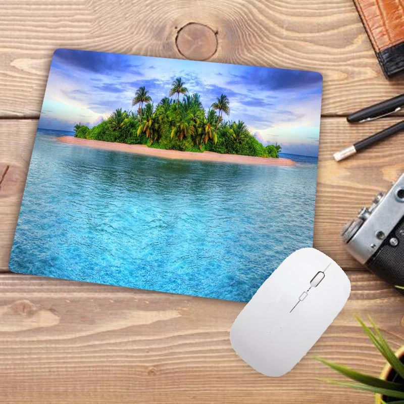 Beach Palm Island Background Anti Slip Gaming Speed MousePad 180x220x3mm Cool Design Table Mat Player Rubber Laptop