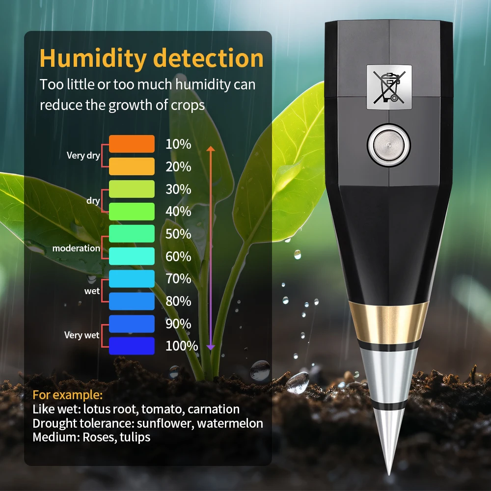 Professional Soil PH Tester 2 in 1 Soil Moisture Meter Humidity Acidity Detector Metal Sensor Hygrometer for Garden Greenhouse