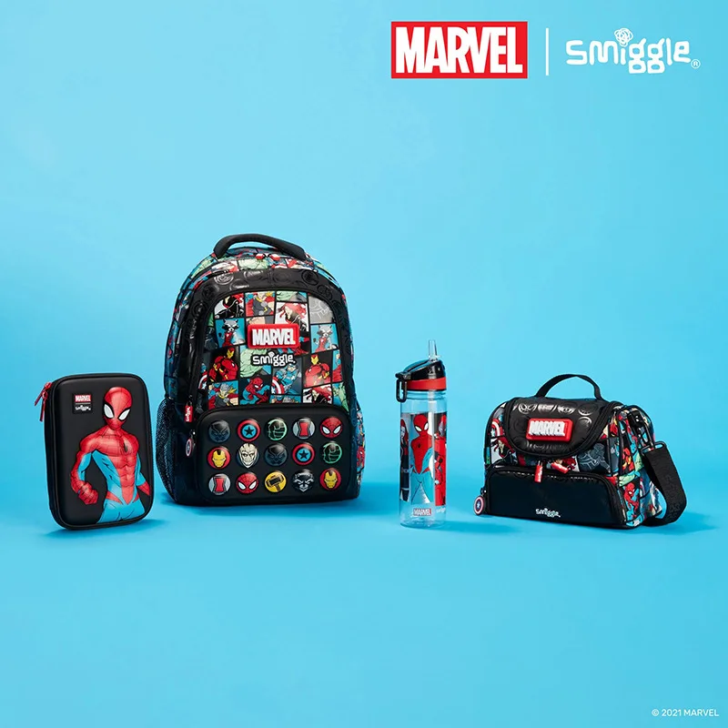 

New Smiggle Australia Marvel Spider-Man Anime School Bag Set Lightweight Backpack For Primary Students Cute Design Stress Relief