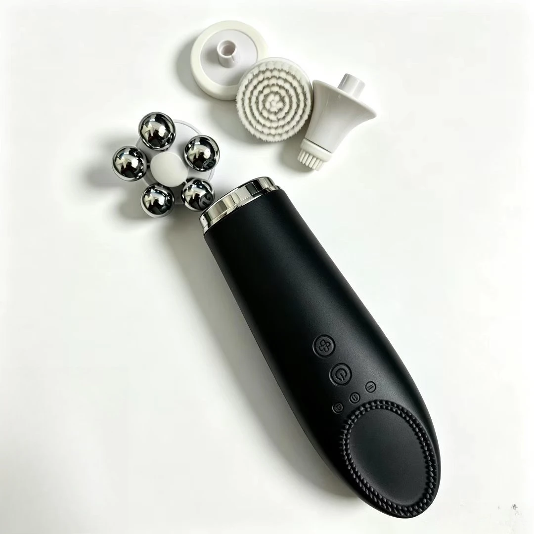 Hot Vibration Facial Cleanser & Roller Massager | Deep Blackhead Removal for Nose Corners, Multi-Head Skincare Beauty Device